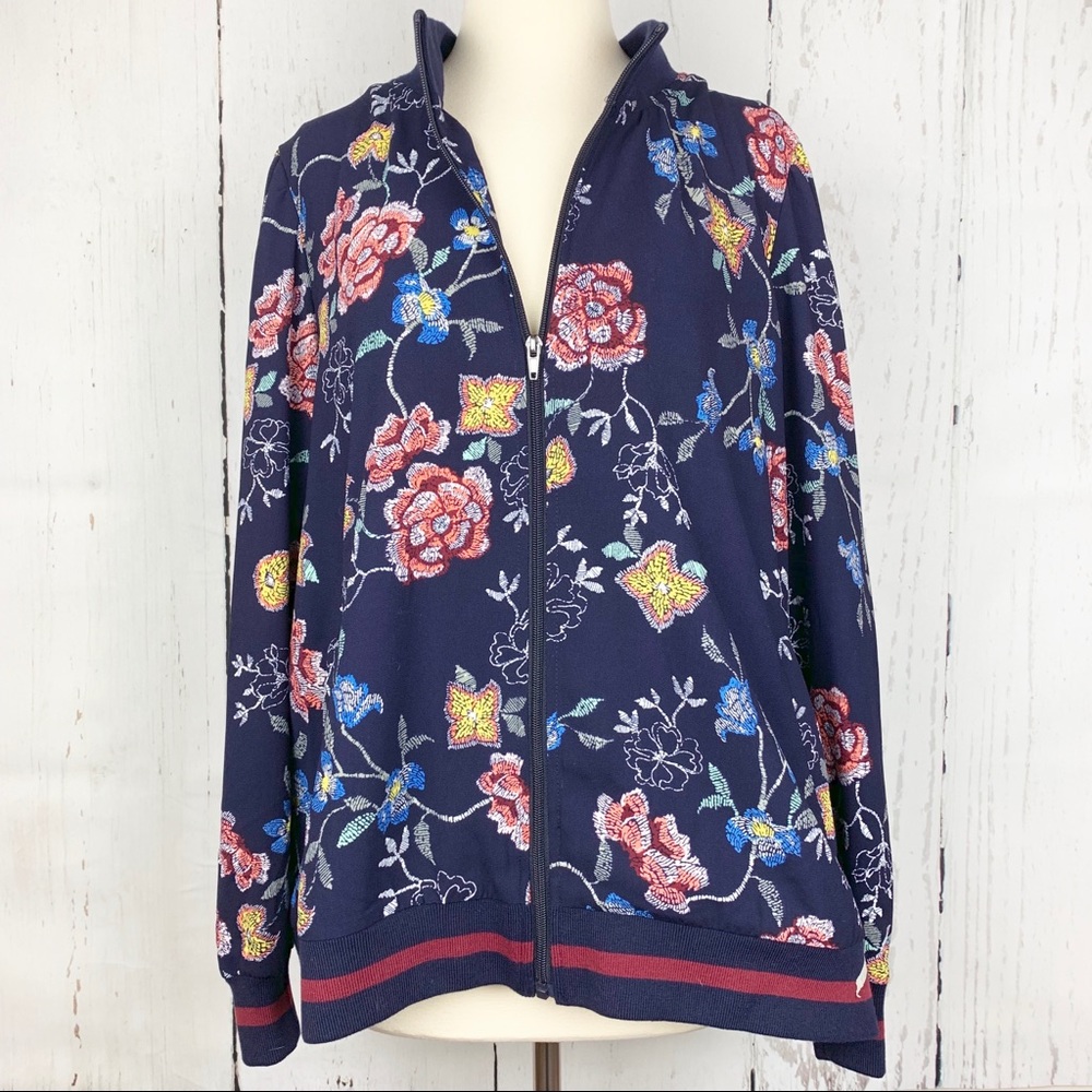 LOVE & LEGEND || Navy Floral Bomber Jacket